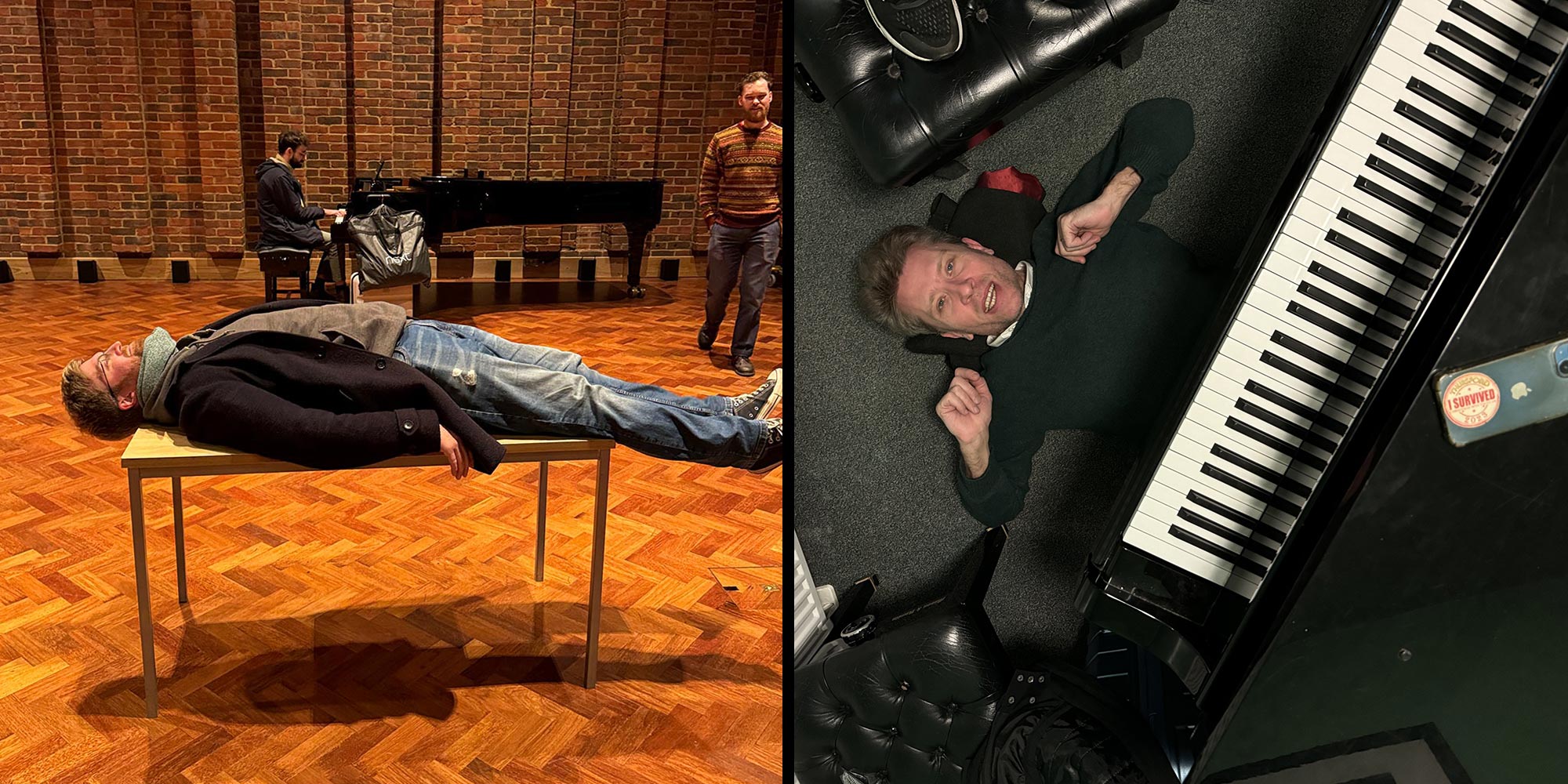 We celebrated with a post-show hangout in Mike’s room where Mike perfected the art of making a White Russian in a Travelodge mug.