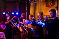 Down for the Count's swing and soul function band at a wedding reception at Pinewood Studios, Buckinghamshire