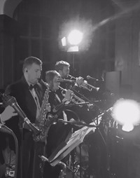Live band performing for a wedding reception at Selwyn College, Cambridge - saxophone and trumpet