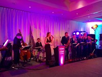 Live swing big band performing at Berkshire corporate event