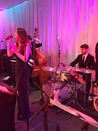 Live swing band performing at Berkshire corporate event
