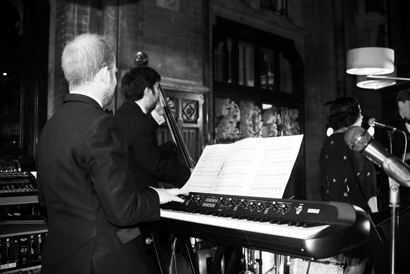 Vintage Swing Band Down for the Count performing at a 1920s themed event at the Booking Office, St Pancras Renaissance Hotel, New Year's Eve 2014.  Photos courtesy of the Booking Office and Marius Bukis (www.mbphotos.eu).
