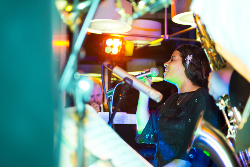 Vintage Swing Band Down for the Count performing at a 1920s themed event at the Booking Office, St Pancras Renaissance Hotel, New Year's Eve 2014.  Photos courtesy of the Booking Office and Marius Bukis (www.mbphotos.eu).