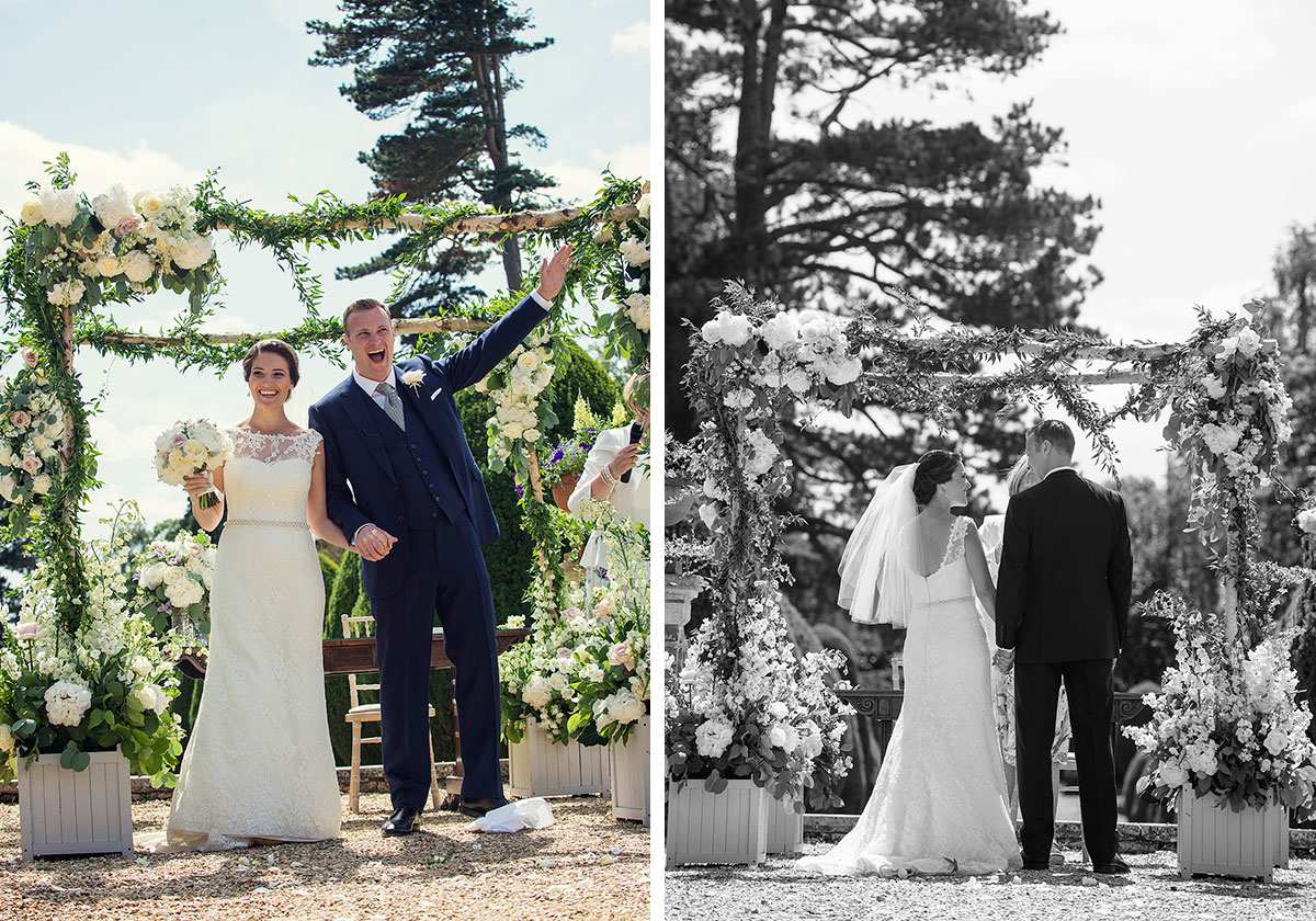 Andy and Karen's wedding ceremony at The Elvetham with live music from Down for the Count