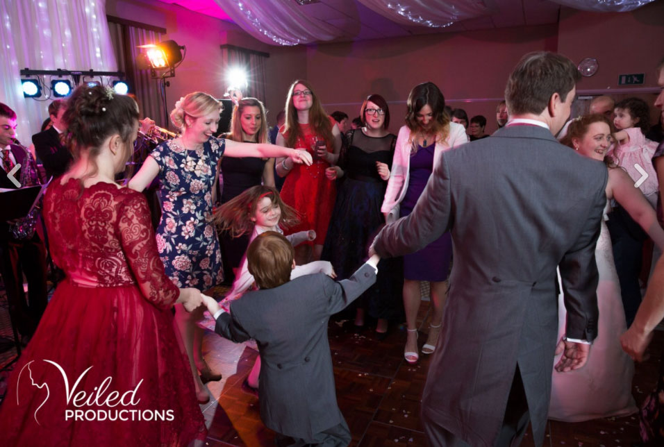 Down for the Count's swing, soul and pop function band performing at a wedding reception in Buckinghamshire
