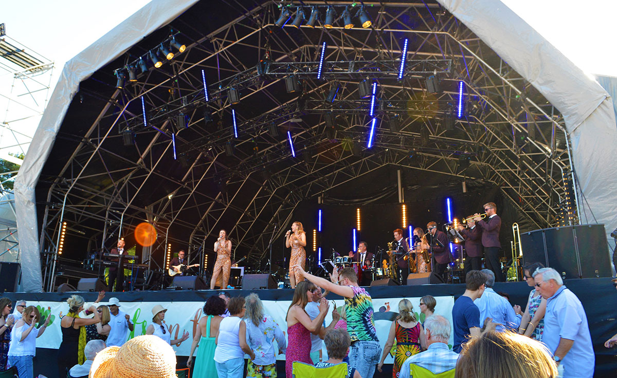 Down for the Count performing live swing and soul festival music at Sutton Coldfield Concerts in the Park