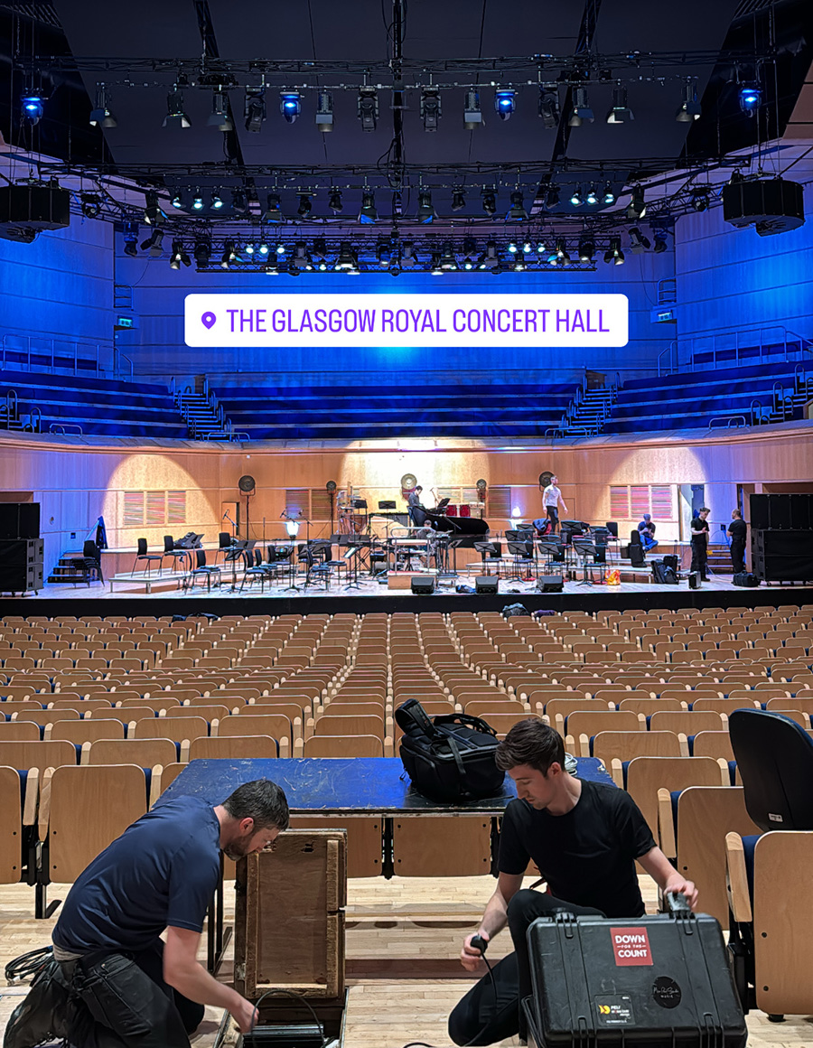 Down for the Count Orchestra setting up at Glasgow Royal Concert Hall