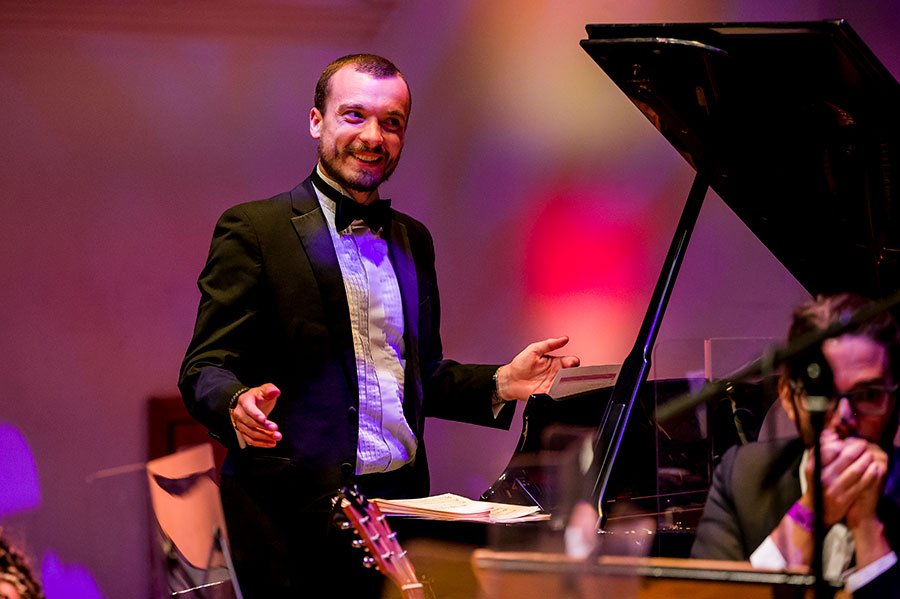 Alex Howgego (piano) performing with the Down for the Count Orchestra at Cadogan Hall, London