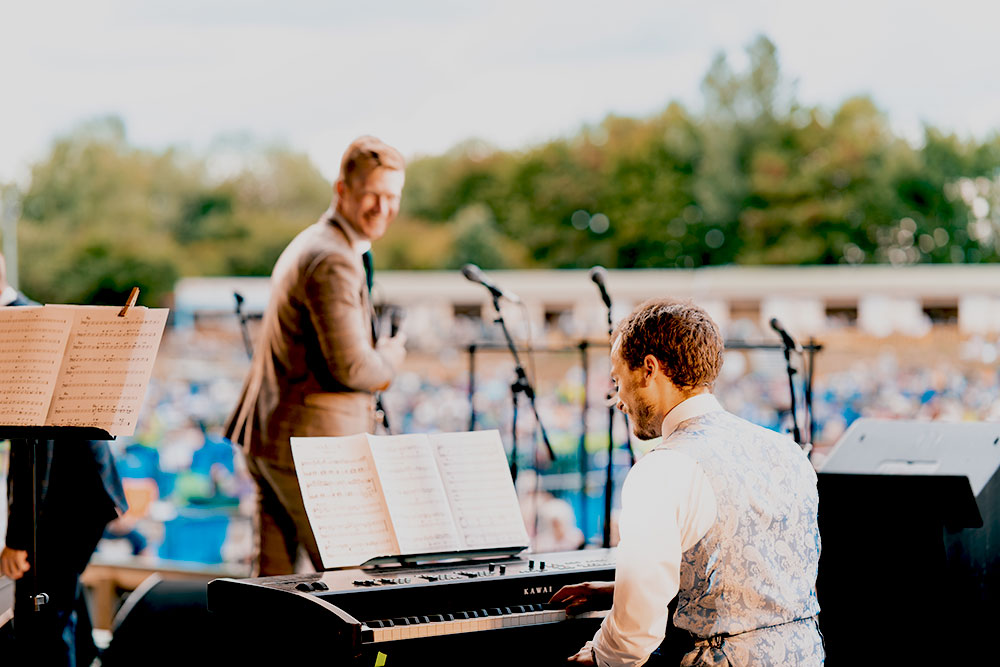 Alex Howgego (piano) playing with Down for the Count Big Band at Twinwood Festival