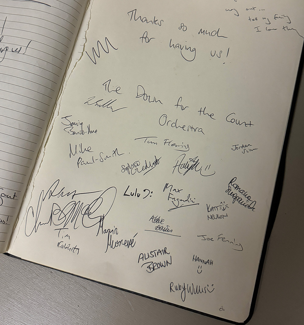 Visitor's book at St. George's Bristol