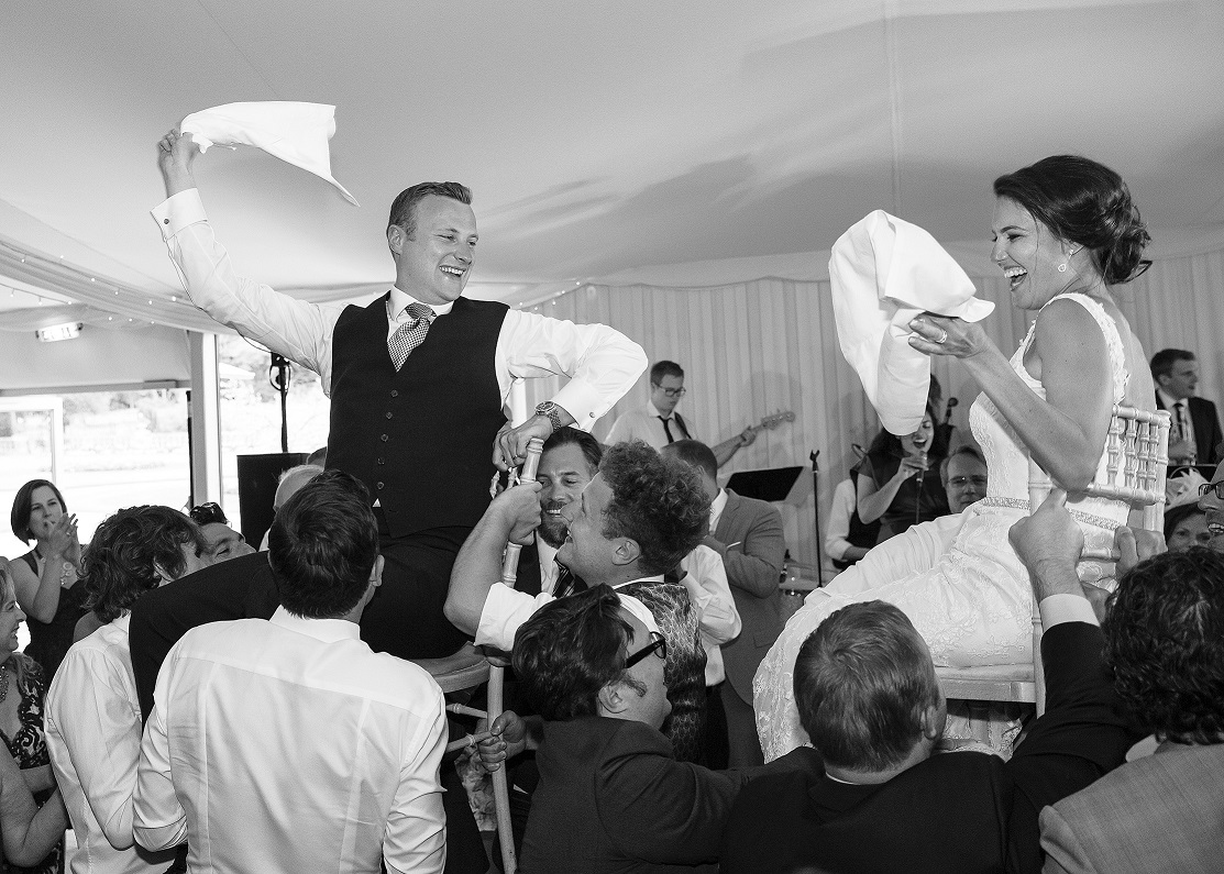 The Down for the Count Swing & Soul Band performing a traditional Hora at Andy and Karen's Jewish Wedding, The Elvetham, Hampshire