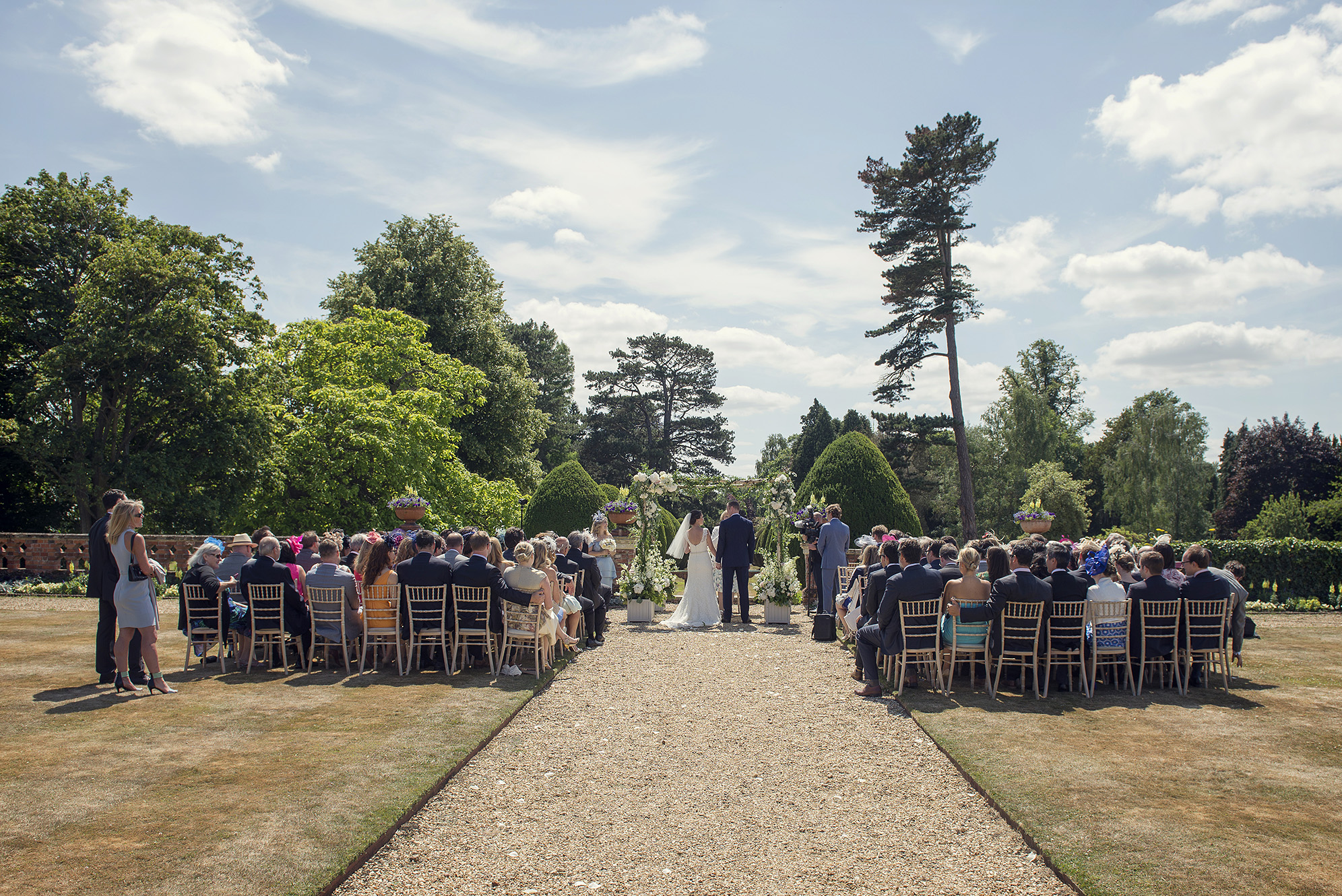 Down for the Count's wedding ceremony musicians performing at an outdoor wedding reception at The Elvetham Hotel, Hampshire