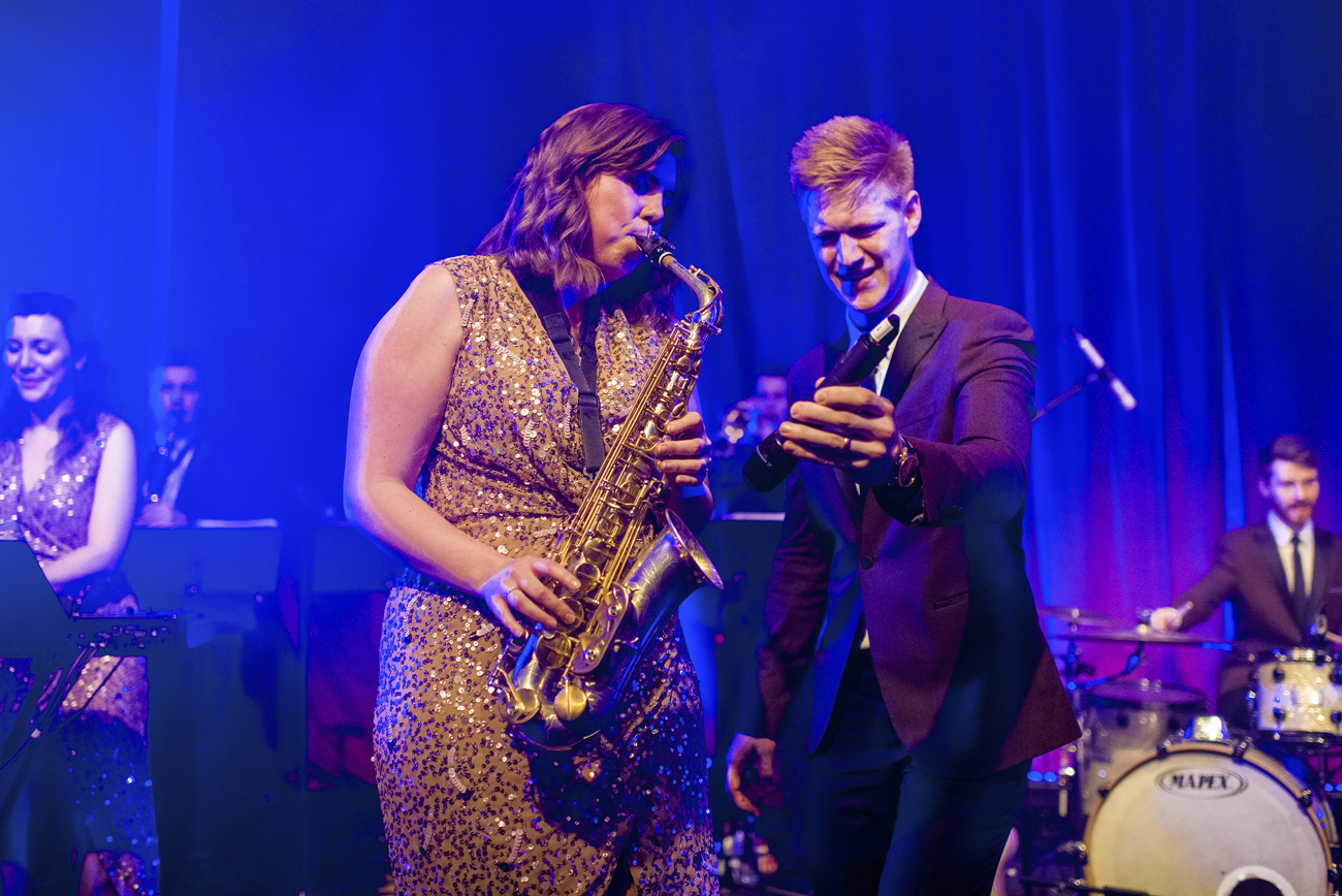 Katie Edwards performing "Sir Duke" with live band Down for the Count at The Tabernacle, Notting Hill, London