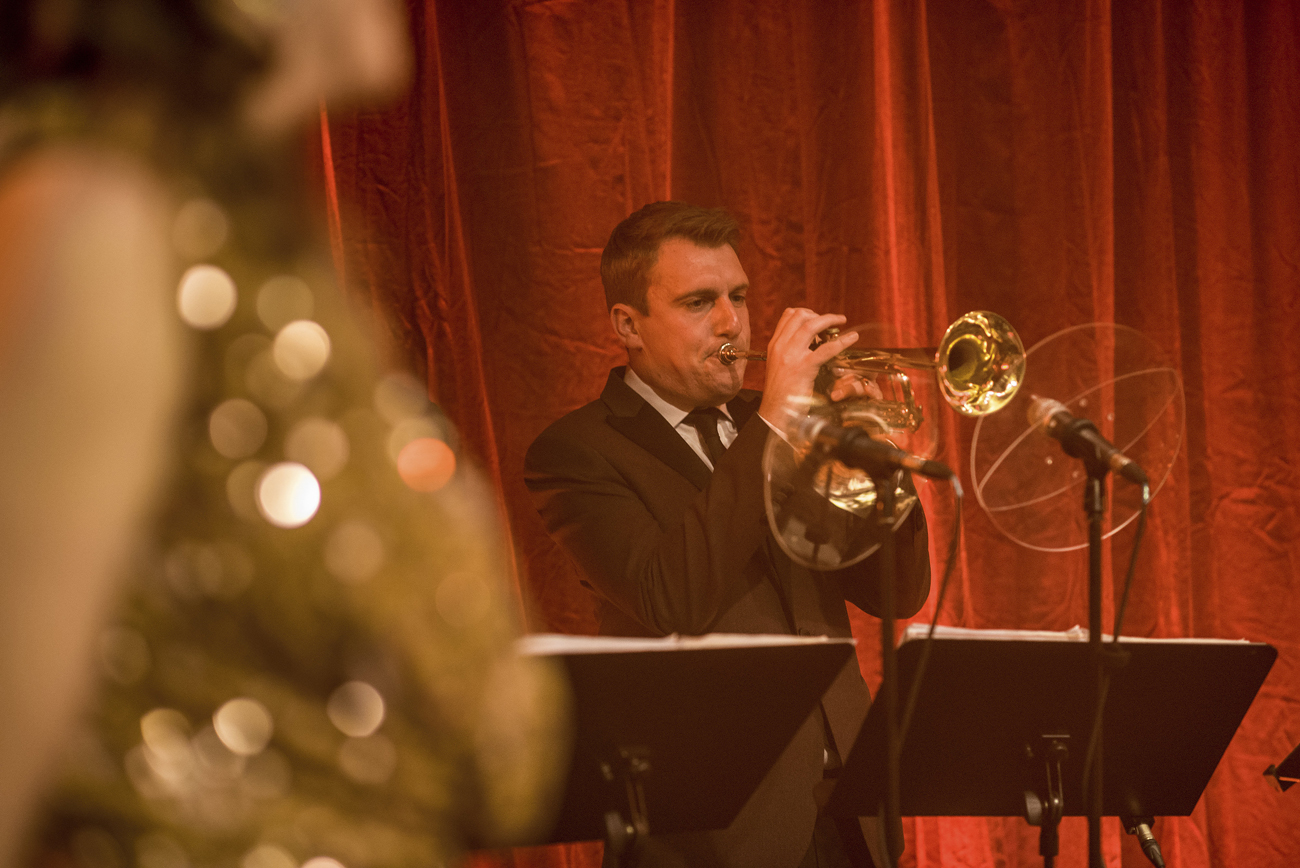 Trumpeter Simon Joyner performing with live band Down for the Count at The Tabernacle, Notting Hill, London