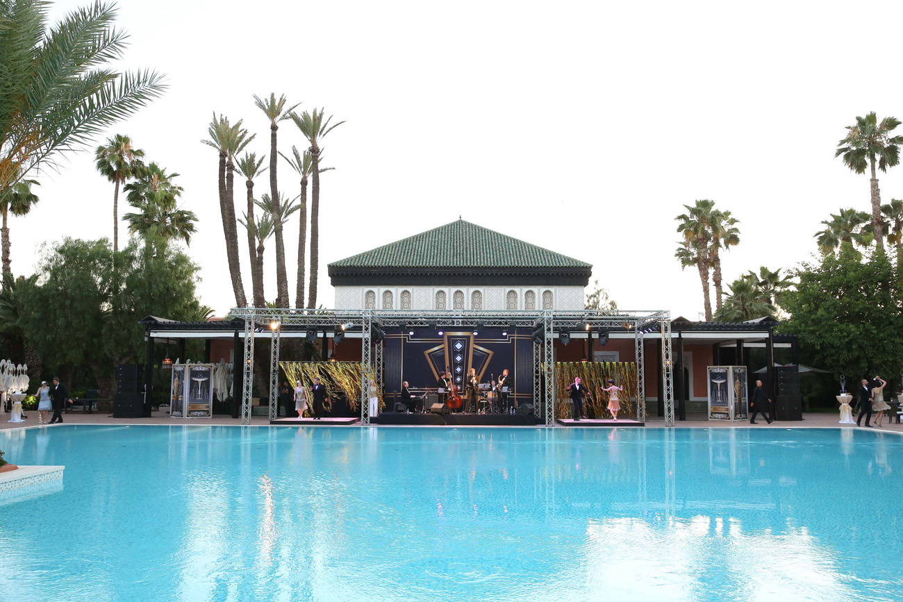Down for the Count performing with vintage swing dancers at La Mamounia Hotel, Marrakech, Morocco for a Great Gatsby themed event