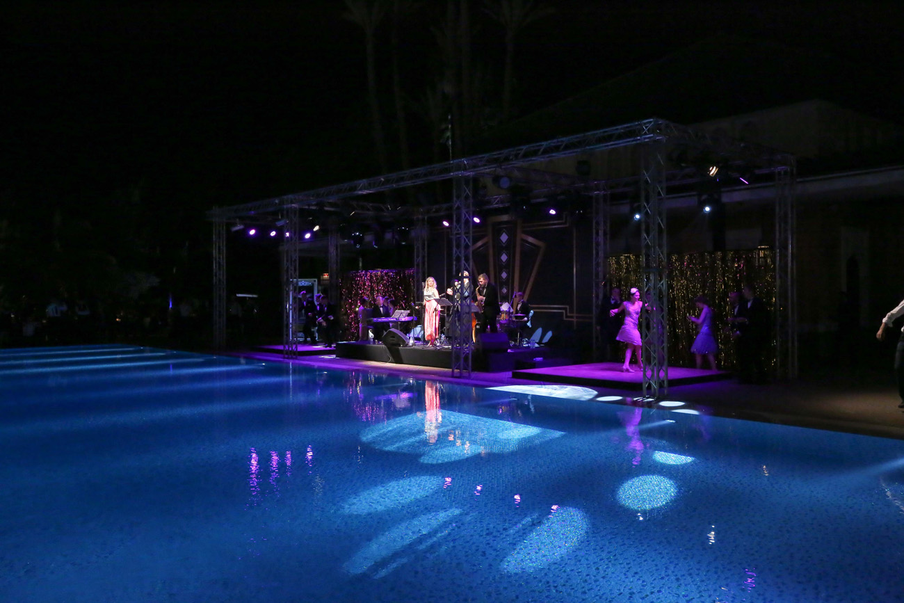 Live band in performance at Great Gatsby themed event, La Mamounia Hotel Marrakech