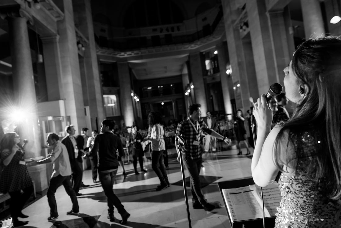 The audience dancing to our live music in Wales