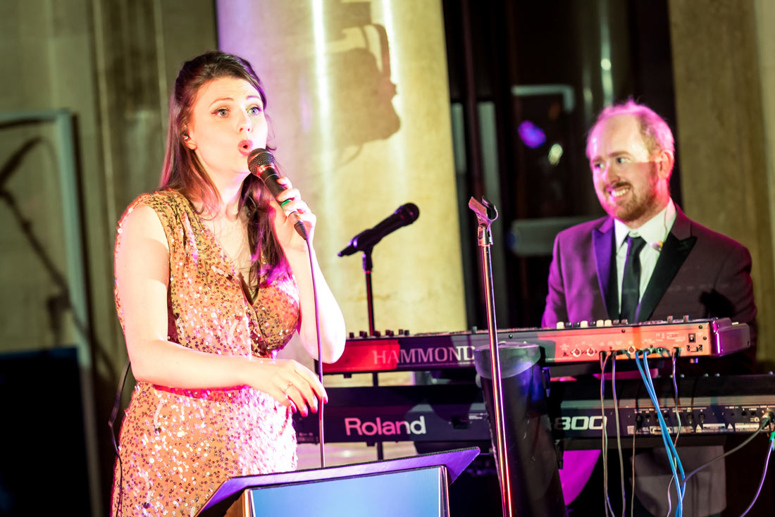 Vocalist Katie Birtill and pianist Mike Paul-Smith performing with Down for the Count at The National Museum, Wales